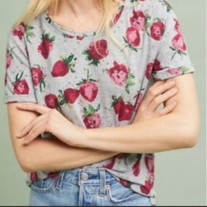 Anthropologie Maeve Strawberry Fields Tee